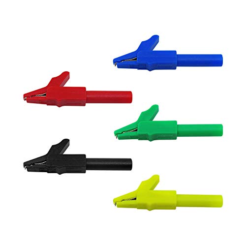 Aofan 5Pcs Insulative Full Protective Crocodile Clips 4mm 15A 300V Test Lead Alligator Clip for Multimetersand Clampmeters Test