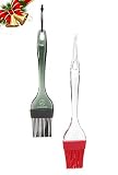 Jasons Premium Silicone Basting Brush- Set Of 2 Large Baking Cooking Grilling Oil Brushes Black & Red Heat Resistant Dishwasher Safe With Complimentary Hanging Rings