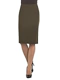 Womens High Waist Pencil Skirt - Knee High - Zipper - Back Slit, Velucci