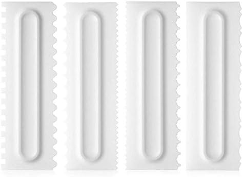Baking 4 Pcs Cake Scraper Cake Decorating Comb Icing Smoother Fondant Spatulas Cake Edge Smoother Cream Scraper Cake Tools Pastry Cutter Design Textures Baking Tools Kitchen Baking Mold DIY Tool Cake