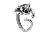 Silver Color Cat Ring with Black Eyes