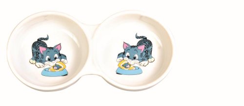 Trixie Double Diner Ceramic Cat Bowl With Print