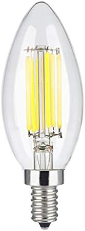 Wonninek 6W Dimmable LED Filament Candle Light, 6000K Cool White 600LM Chandelier LED Bulb, E12 Candelabra Base Lamp, C35 Torpedo Shape Bullet Top, 60W Incandescent Replacement -1 Pack