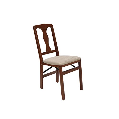 Meco STAKMORE Queen Anne Folding Chair Cherry Finish, Set of 2
