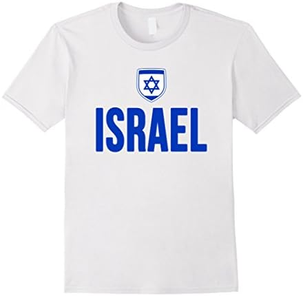 Men's ISRAEL T-shirt Israeli Flag Tee Shirt Soccer Football Tshirt Large White