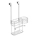 mDesign Metal Bathroom 2 Section Storage Tool Organizer Basket Tray - Hang Over Cabinet Door - Storage for Hair Dryer, Straightener, Curling Iron, Styling Products - Concerto Collection - Chrome