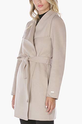 double face wool blend wrap front coat