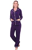 Del Rossa Womens Fleece Pajamas, Long Button Down Pj Set