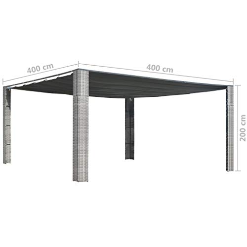 vidaXL Pavillon mit Schiebedach Poly Rattan Gartenpavillon Partyzelt Pergola – Bild 5