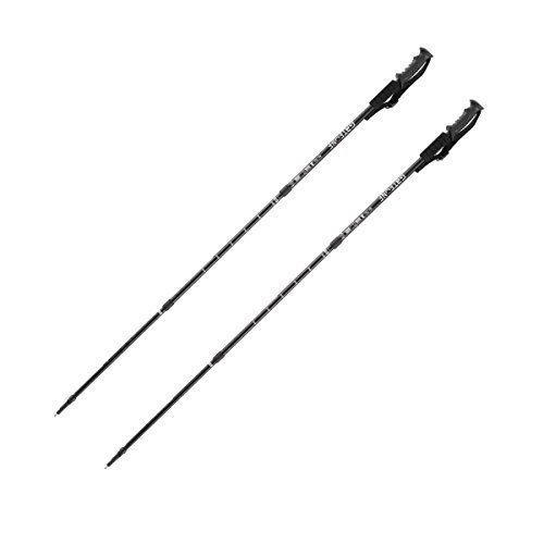 Walking Stick Trekking Poles Hiking Telescoping Ultra Strong Alpenstocks Anti Shock Mountaineering Trailï¼ˆSingle or Pair ï¼‰ (BLACK)