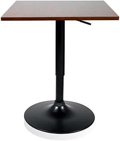 Krei Hejmo Adjustable Square Dining Cocktail Table with Metal Base VERŜO LINIO (Walnut, Square 23.6x23.6)