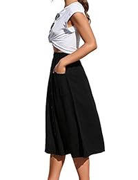 Naggoo Faldas de cintura alta con botones delanteros casuales y bolsillos