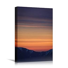 signwin Canvas Wall Art Mountain Sunset Coastal Orange...