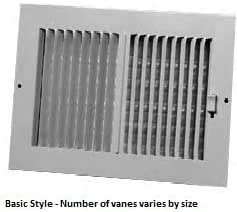 12 X 8 (Duct Opening Size) Air Register 2 Way Stamped Steel with Damper