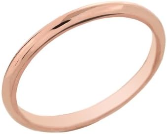 Dainty 14k Rose Gold Comfort-Fit Band Traditional 2mm Wedding Ring for Women, Size 9.5