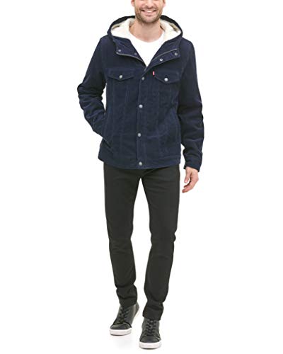 levi's men's corduroy sherpa hooded trucker jacket