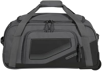 City Racer - Borsone con Ruote 55 cm, 50 L - Bagaglio a Mano con Ampio Spazio e Scomparto Scarpe - Idrorepellente, Smart Sleeve, Resistente - Nero