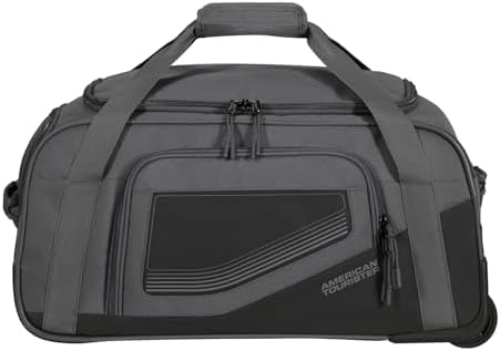 City Racer - Borsone con Ruote 55 cm, 50 L - Bagaglio a Mano con Ampio Spazio e Scomparto Scarpe - Idrorepellente, Smart Sleeve, Resistente - Nero