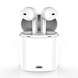 WSCSR Bluetooth Wireless Headset Ear Hooks Earphones Noise Cancelling In-ear Earbuds With Mic for iPhone and Android (White1)