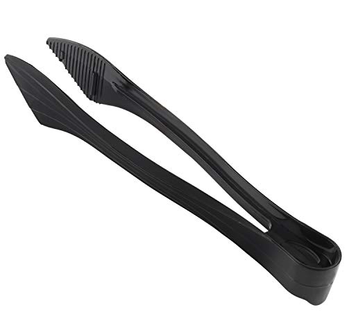 [12 Pack] Plastic Serving Tongs, 8.5 Inch Heavy Duty Disposable Utility Tongs (Black)