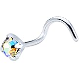 Body Candy 925 Sterling Silver 2mm Aurora Nose Screw Created with Swarovski Crystals 22 Gauge