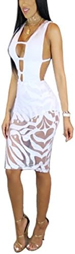 Gamery Women's Sexy Sleevelss Mesh Cut Out Bodycon Bandage Midi Dress Clubwear