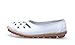 KEESKY Womens Ladies Leather Casual Cut out Loafers Flat Slip-on Shoes White Size 8.5