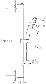 GROHE Vitalio Start 110 Shower Set 3 Spray Rain Jet Massage 1.75m Hose 90cm view 9
