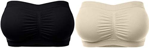 GLAMORAS Women's Padded Seamless Bandeau Strapless Tube Bra with Removable Pads,Free Size