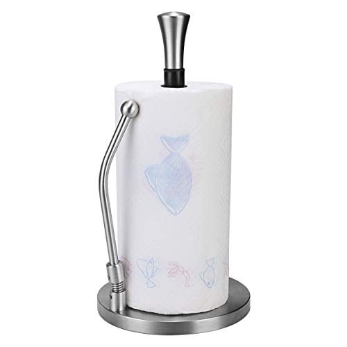 SPACEREST Standing Paper Towel Holder- Anti-Slip, Simply Tear Roll Countertop Tissue Holder,Brushed metal - Thumbnail 7