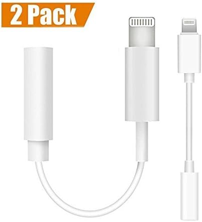 iPhone 7 Lightning 3.5mm Audio Headphone Jack Adapter, [2 Pack] WEIPAI High Digital Fidelity 8pin Lightning 3.5mm Headphone Auxiliary Jack Audio Headphone Adapter Converter for iPhone 7 7Plus