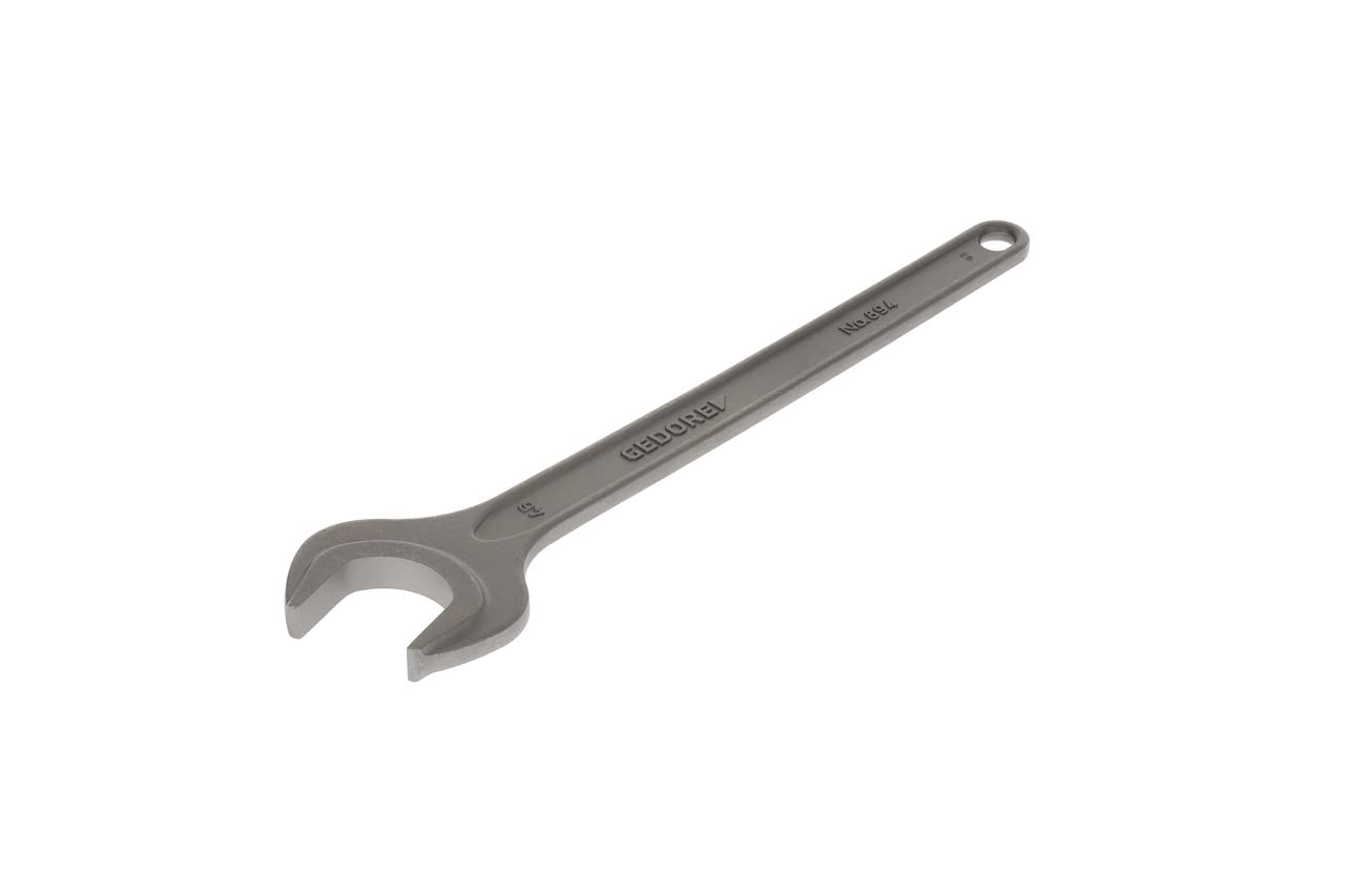 GEDORE Single Open-end Wrench, 46 mm, with Hanging Hole, high-Quality Vanadium Steel, Glare-Free Look, Steel Grey, According to DIN 894