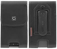 Asus PadFone X Mini - (Oversized Case to accommodate Skin or Cover on you phone) Executive Vertical Leather Case Pouch Built In Magnetic Flap and 2 Belt Clips (Fixed &amp; Swivel)