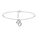 Hoops & Loops Sterling Silver Double Heart Chain Anklet, 9 Inches + 2 Inch Extender