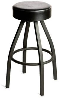 Oak Street Manufacturing SL2132-BLK Black Powder Coat Swivel Frame Barstool with Black Button Top Seat, 16" Width x 31" Height
