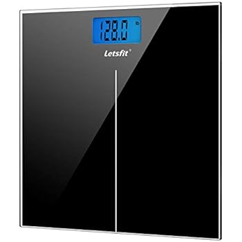Letsfit Digital Body Weight Scale, Bathroom Scale with Large Backlit Display, Step-On Technology, High Precision Measurements, 400 Pounds 180kg Max, 6mm Tempered Glass
