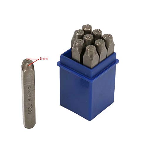 1/4" 6mm High Hardness Carbon Uppercase Number Metal Stamp Steel Reverse Punch Set DIY Tool for Mold Metal Wood and Leather 9Pcs(0-9)