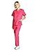 Dagacci Medical Uniform Womens and Mens Scrub Set Unisex Medical Scrub Shirt Top and Pant, Hot Pink, Medium, Short Sleeve