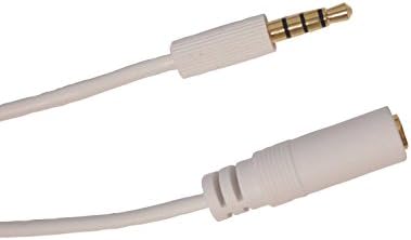 Ledhill 3.5-mm TRRS Pro 4-Pole Stereo Earphone Extension Cable ~ 4-ft / 1.2-m Long (White - M/F (Gold-Plated))