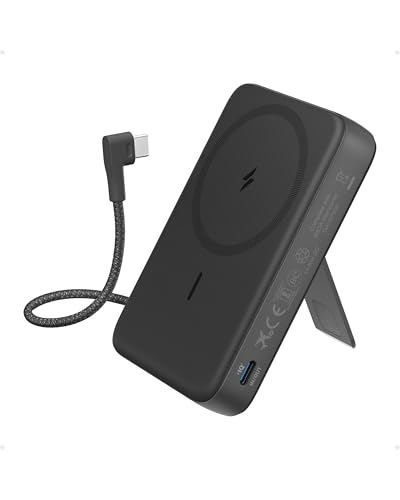 Anker Zolo magnetische Powerbank, 10K kabelloses Ladegerät, 30W Max. Schnellladen, integriertes USB-C Kabel & Ständer, für iPhone 17/16/15 Serie, AirP