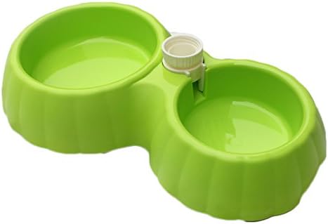 Candy-colored Pet No-slip Automatic Water Bottle Bouble Feeder Bowls (Green, S)