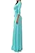 Vivicastle Women's Solid V-Neck 3/4 Sleeve Wrap Waist Long Maxi Dress (Large, Mint)