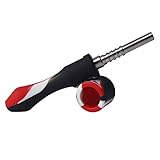 Mini Indestructible Honeycomb Smoking Silicone Tube with Clean lid and Decorative Bowl Interior (Long) (red)