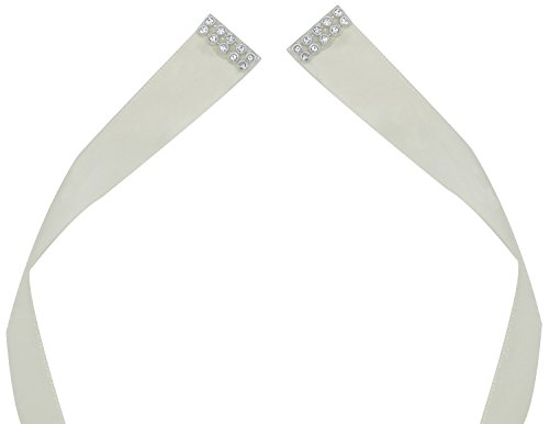 Lovful Womens Silver Crystal Beaded Satin Bridal Sash Party Prom Dress Wedding Belt,Ivory Sash-5, One Size