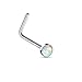Inspiration Dezigns 20G White Opal Flat Top Surgical Steel 6mm L Bend Nose Ring