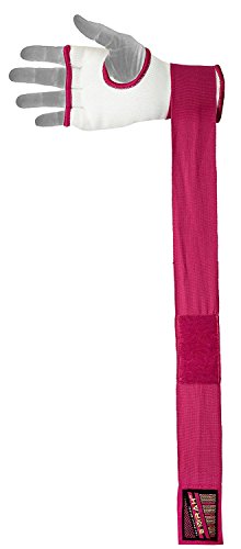EMRAH Pro Training Ladies Boxing Inner Gloves Hand Wraps MMA Fist Protector Bandages Mitts (Large, White/Pink)