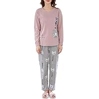 Hupohoi Youth Girls Funny Cats Pajama Sets Cotton Winter Sleepwear Size 8-17 Years