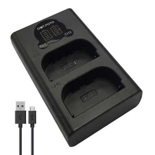 Dot.Foto LP-E6, LP-E6N Fast USB LCD Dual Battery Charger (LC-E6E type) for Canon EOS R5, R6 II, R7, 5D II/III/IV 6D, 6D II, 7D, 7D II, 60D, 70D, 80D, 90D, XC10, XC15