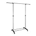 PROAID Single Portable Clothes Rack Rolling Clothing Hanging Rod Rack Adjustable Garment Rack with Wheels, Gray & Chrome