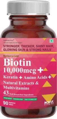 Carbamide Forte Biotin 10,000mcg with Keratin, Bamboo Extract, Amino Acids, Natural Extracts & Multivitamins for Women & Men | Total 43 Ingredients Supplement for Fast Hair Growth